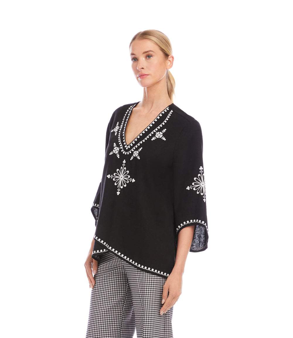 Bracelet Sleeve Embroidered Asymmetric Top - Image 3