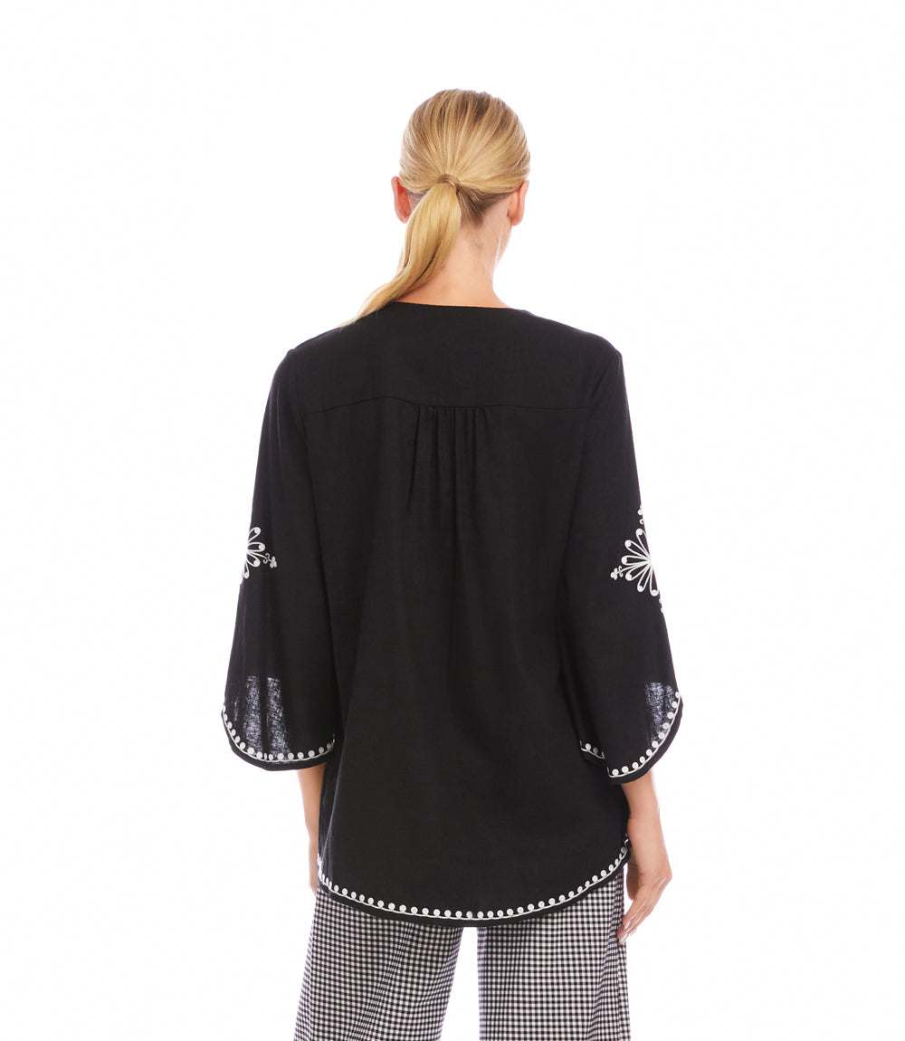 Bracelet Sleeve Embroidered Asymmetric Top - Image 4