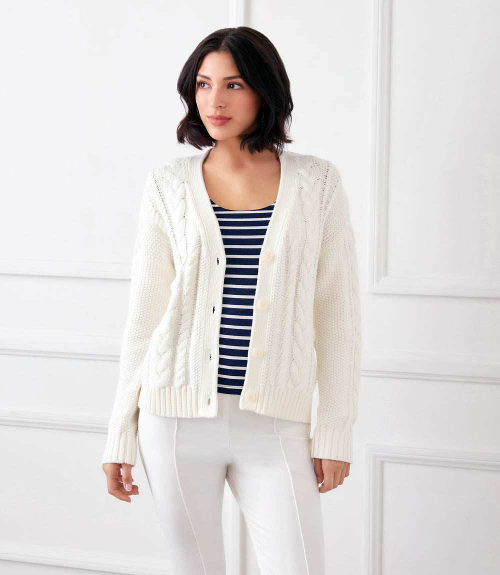 Cable Knit Cardigan Sweater - Image 3