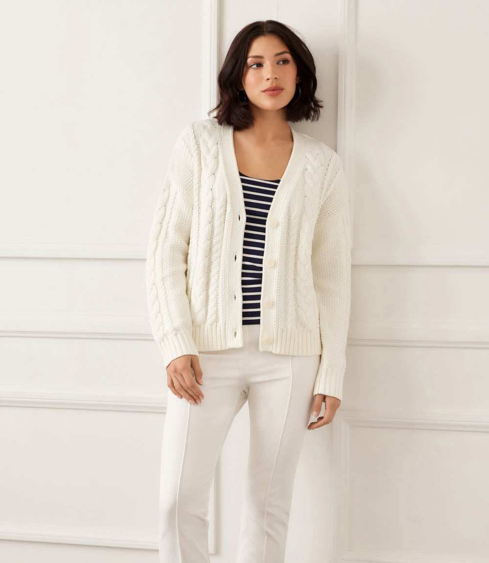 Cable Knit Cardigan Sweater - Image 7
