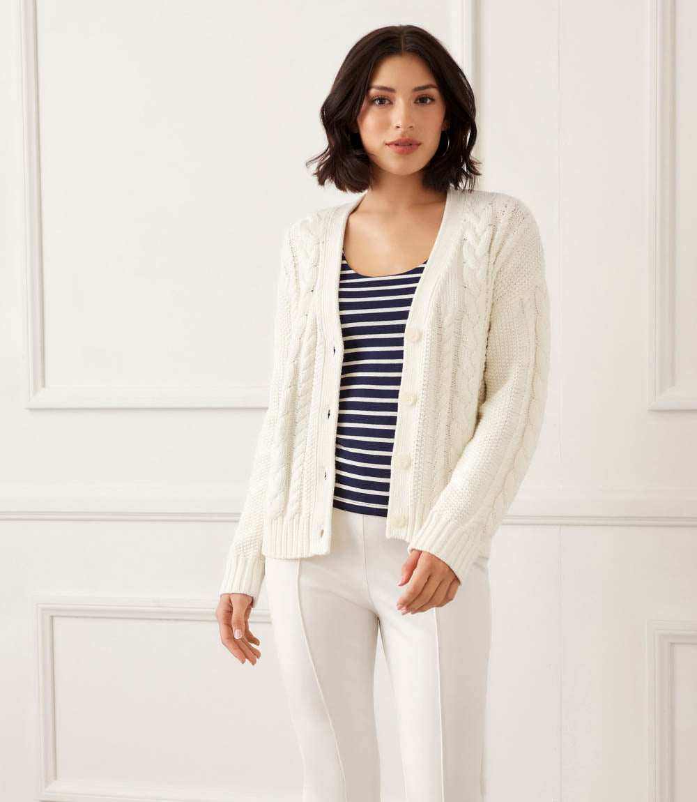 Cable Knit Cardigan Sweater - Image 8