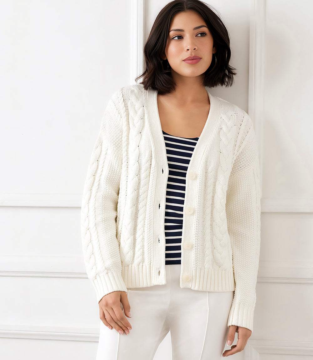 Cable Knit Cardigan Sweater - Image 9