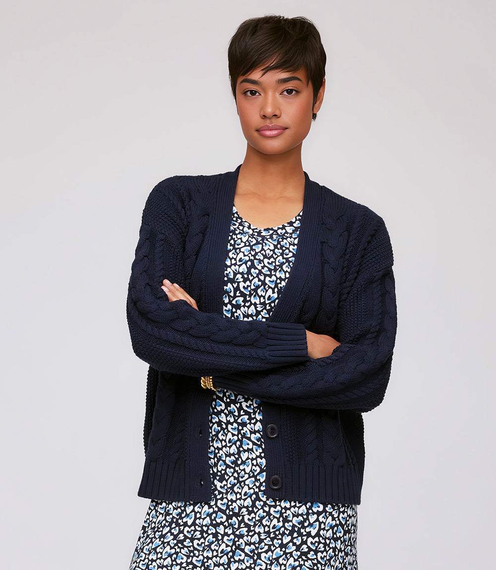 Cable Knit Cardigan Sweater - Image 2