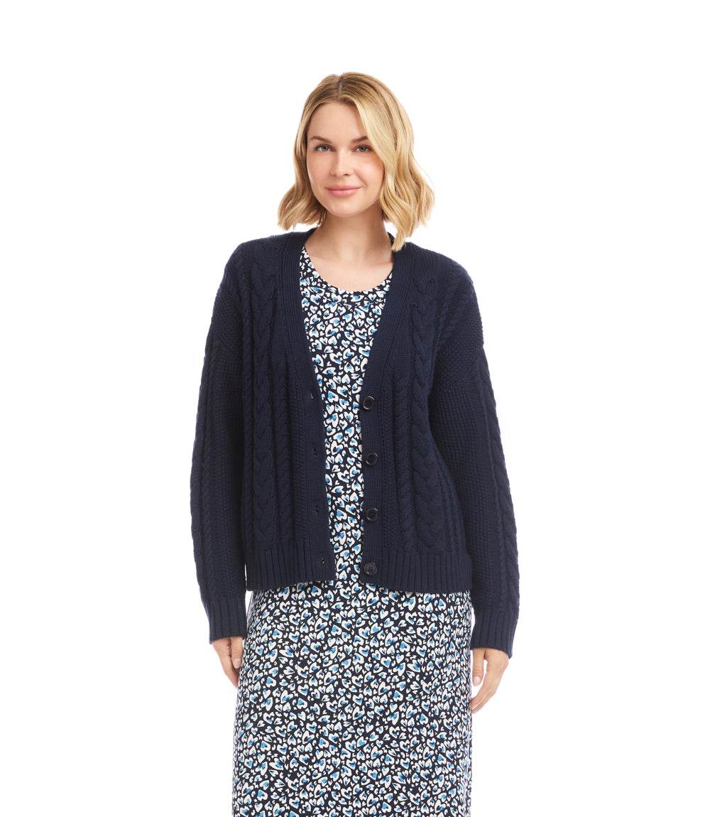 Cable Knit Cardigan Sweater - Image 3