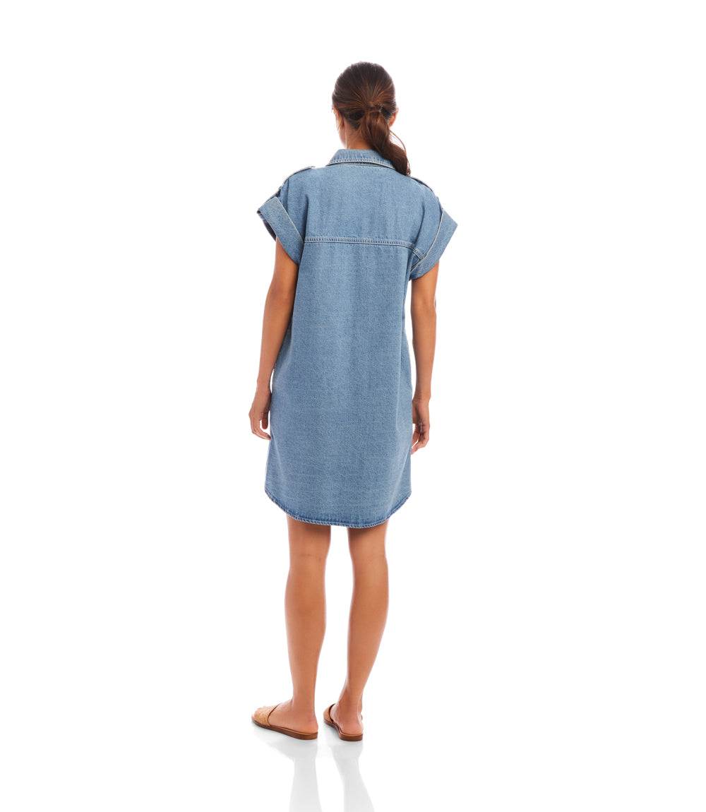 Cap Sleeve Denim Shirtdress - Image 5