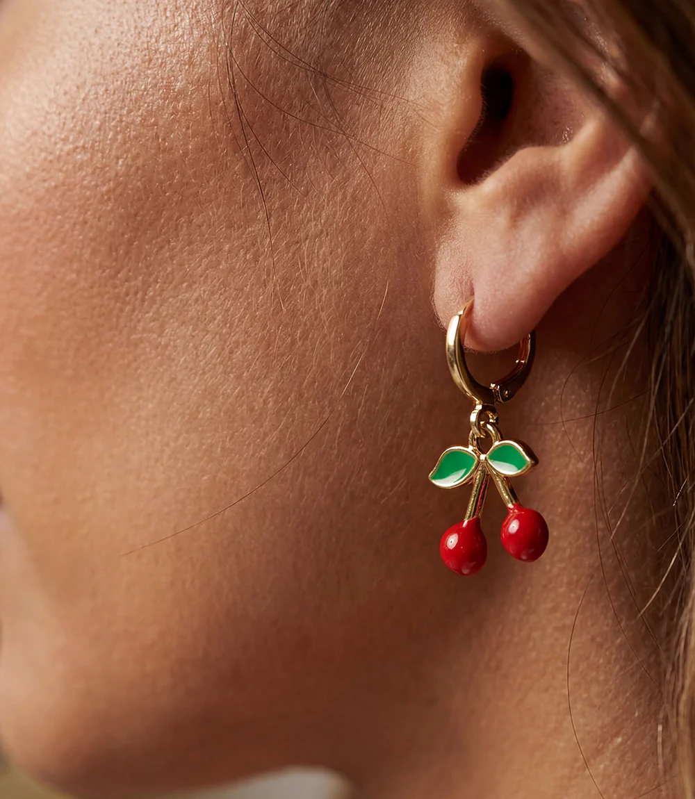 Cherry Huggie Earrings - Image 3