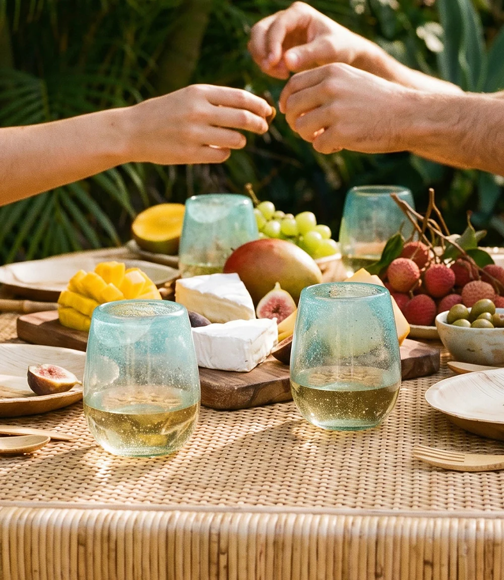 Coastal Mirage Stemless Wine Glasses, Set Of 2 - Image 3