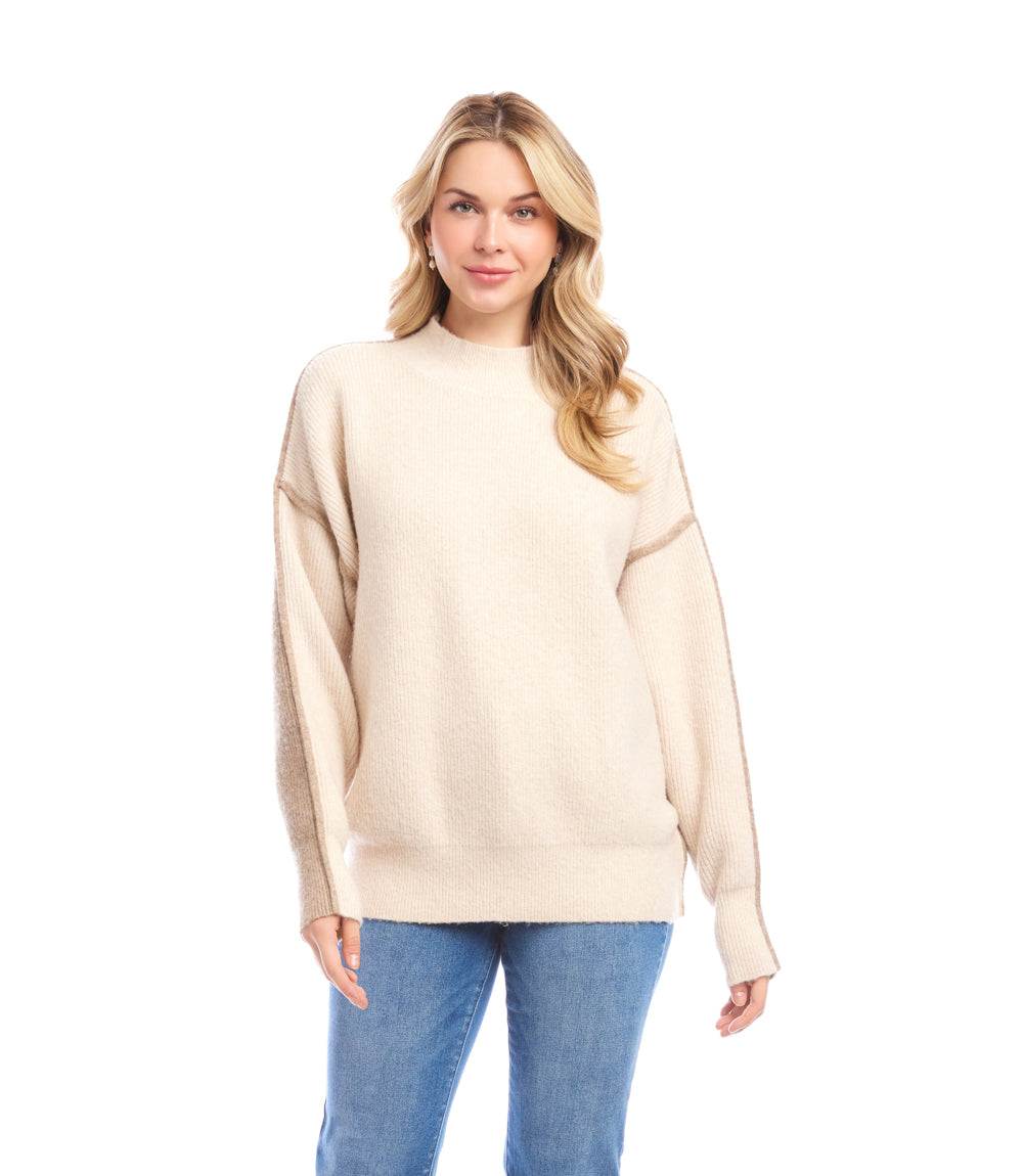 Colorblock Mock Neck Sweater - Image 6