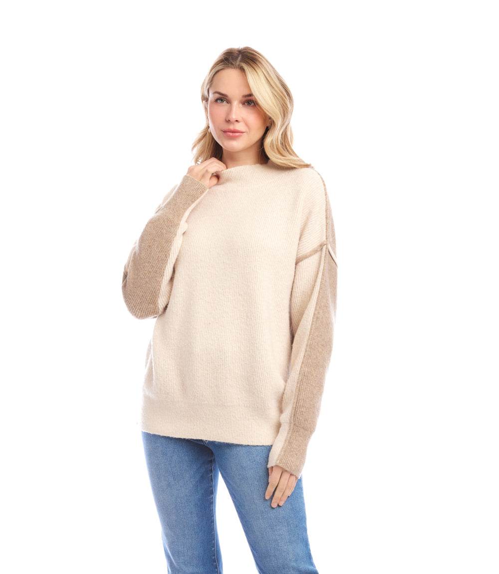 Colorblock Mock Neck Sweater - Image 8