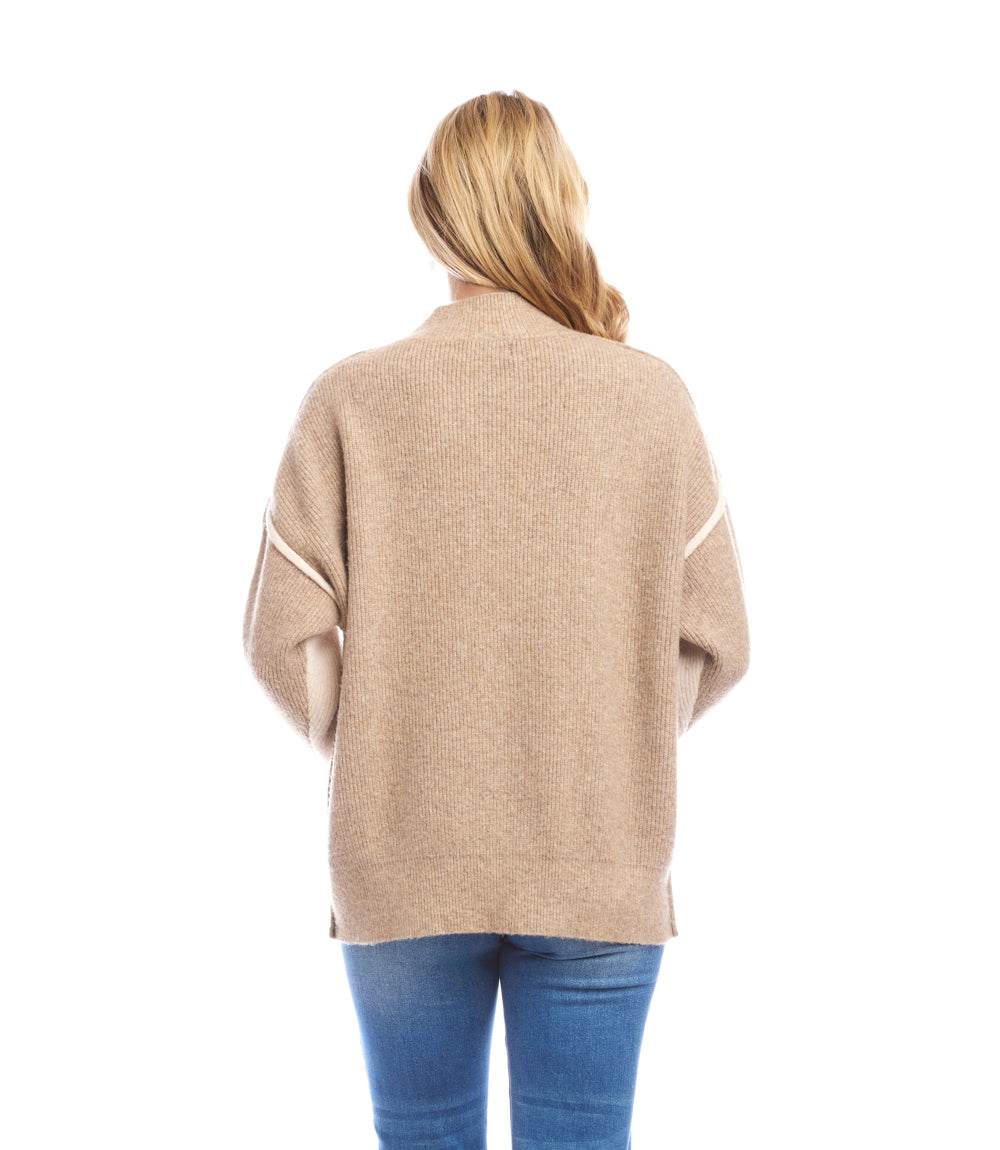 Colorblock Mock Neck Sweater - Image 9
