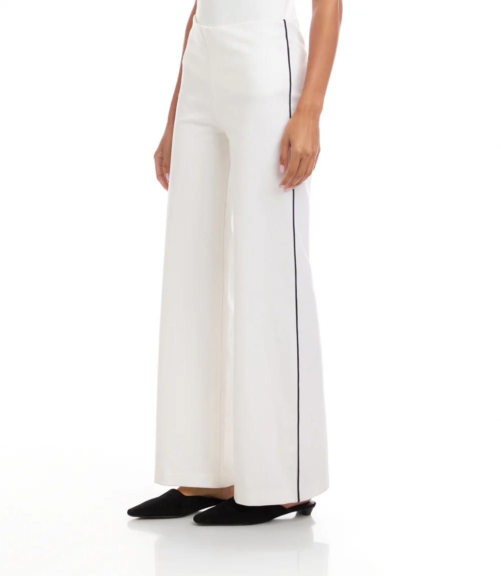 Contrast Piped Wide-Leg Pants - Image 3