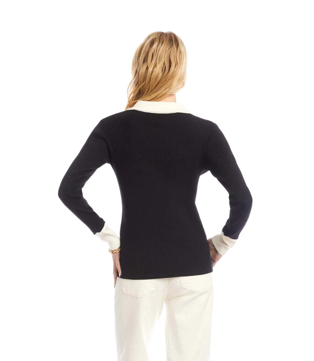 Contrast Ribbed Polo Sweater - Image 6