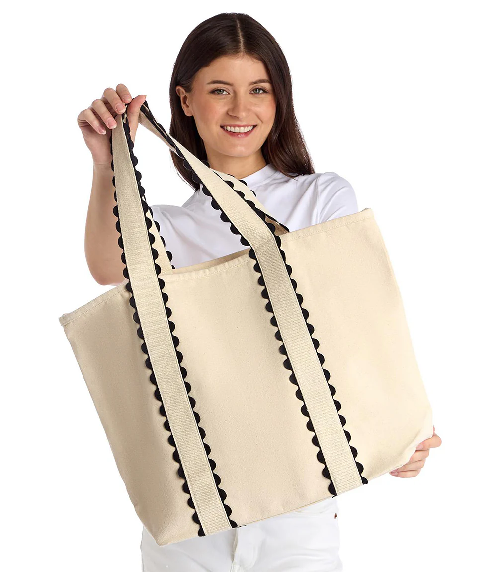 Contrast Trim Canvas Tote Bag - Image 5