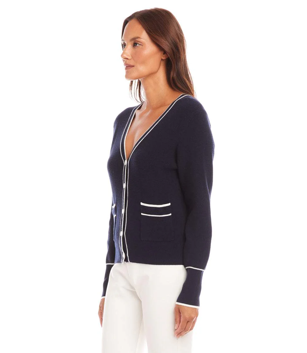 Contrast Trim Cardigan Sweater - Image 3