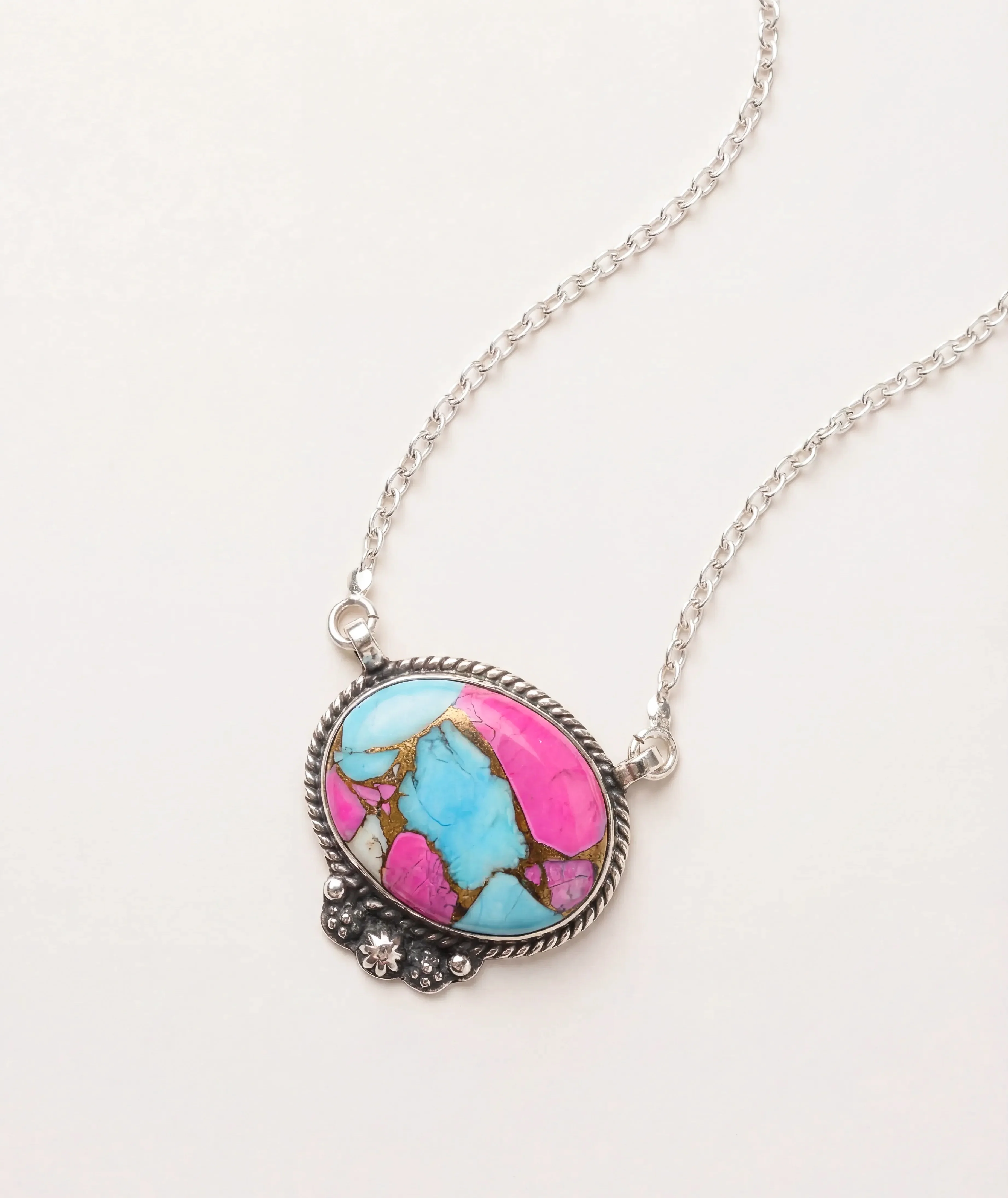 Cotton Candy Turquoise Oval Necklace - Image 2
