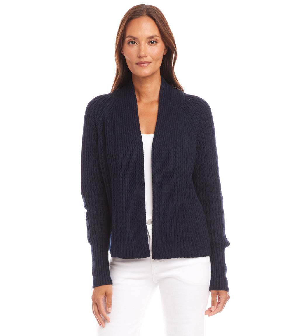 Cropped Open Front Cardigan Sweater - Image 3