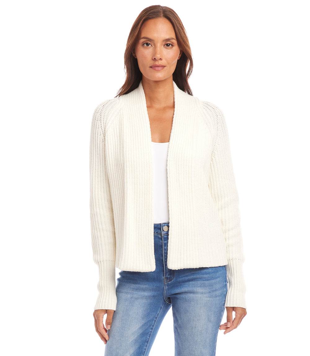 Cropped Open Front Cardigan Sweater - Image 3