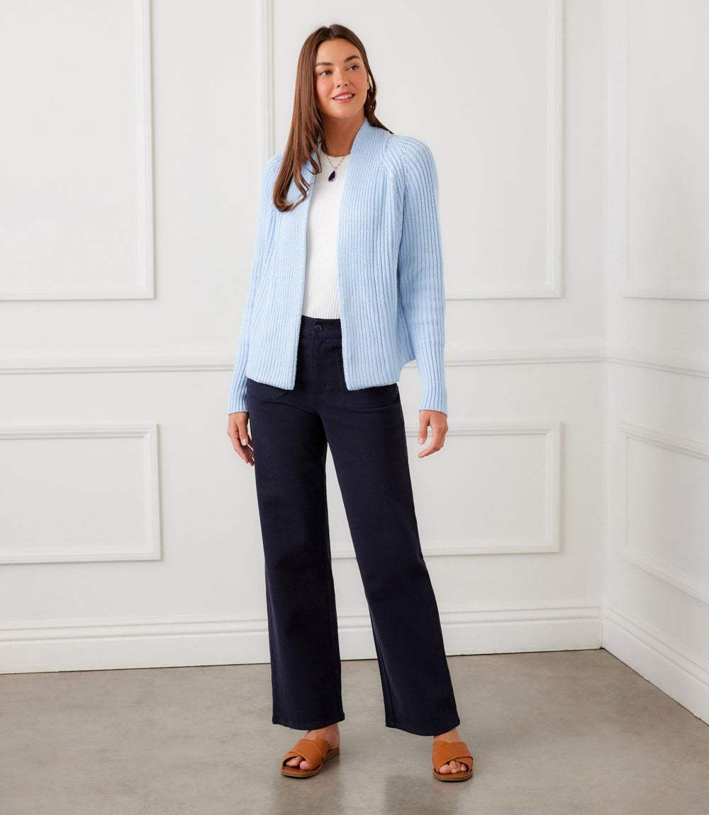 Cropped Open Front Cardigan Sweater - Image 3