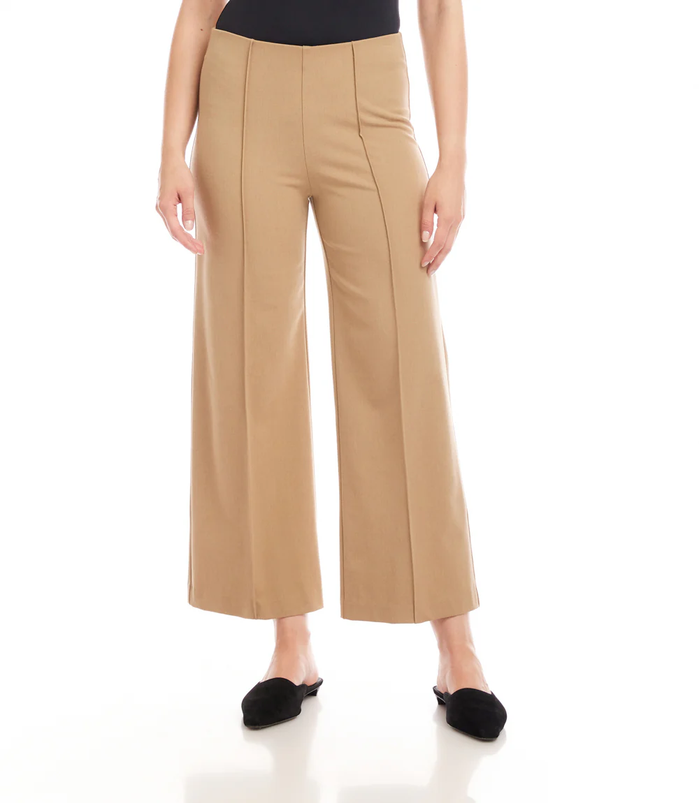 Cropped Pintuck Wide-Leg Pants - Image 3