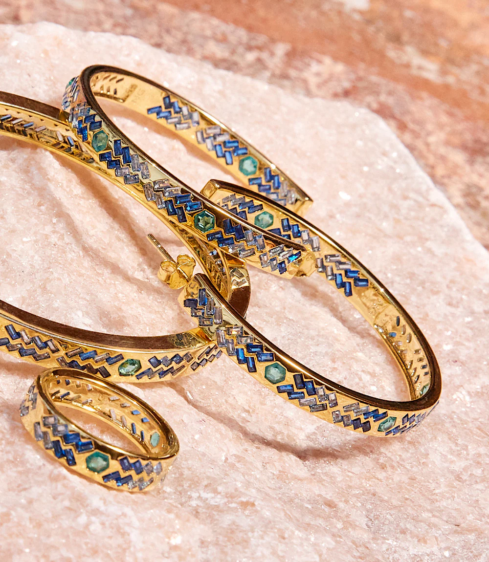 Crystal Inlay Hoop Earrings