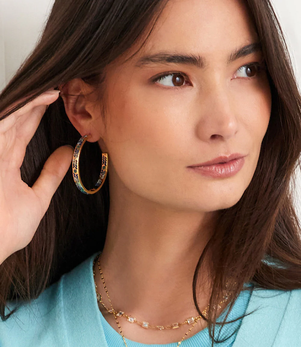 Crystal Inlay Hoop Earrings - Image 2