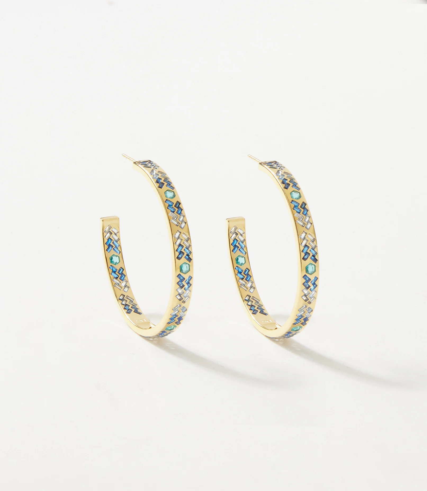 Crystal Inlay Hoop Earrings - Image 3