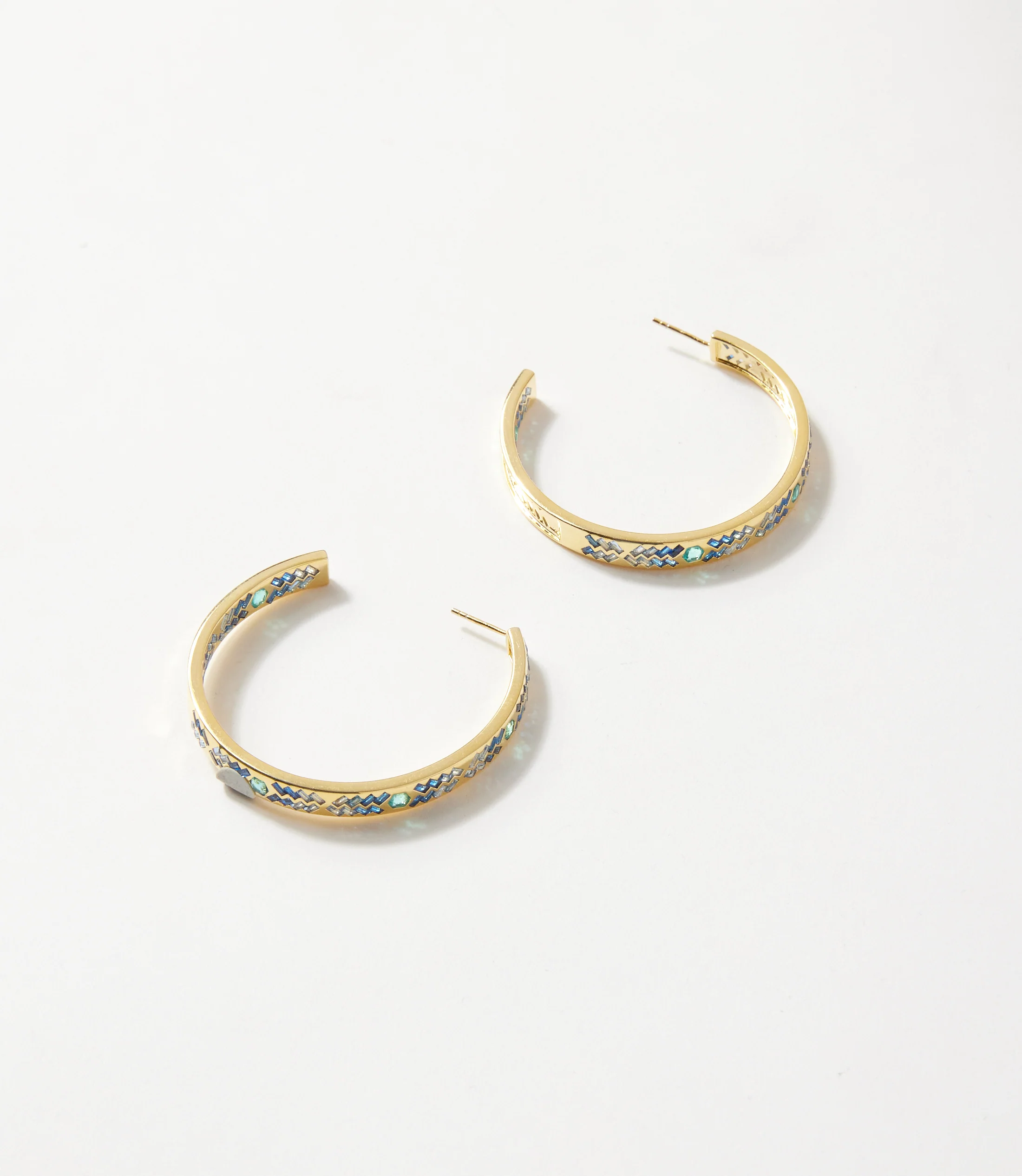 Crystal Inlay Hoop Earrings - Image 4