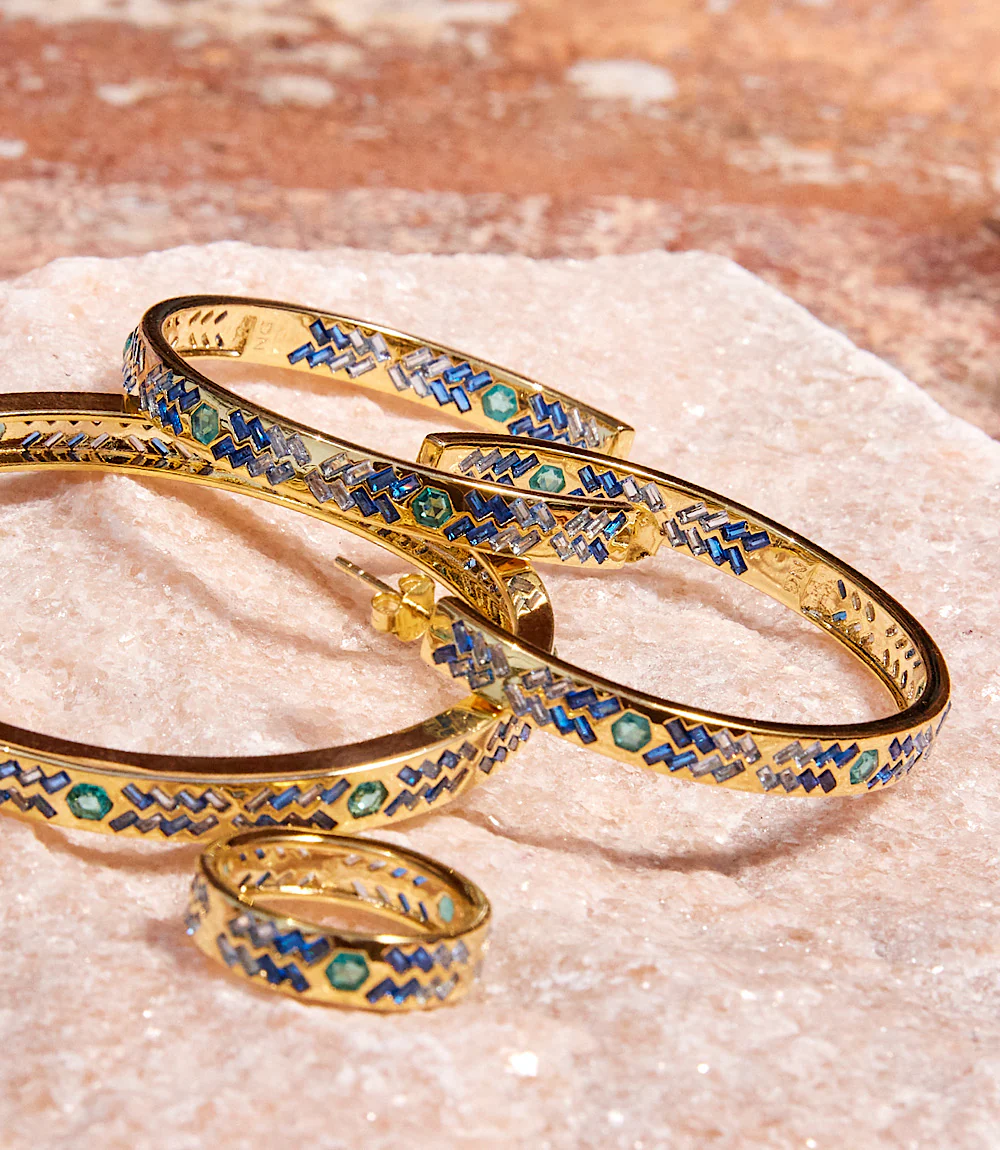Crystal Inlay Hoop Earrings - Image 5