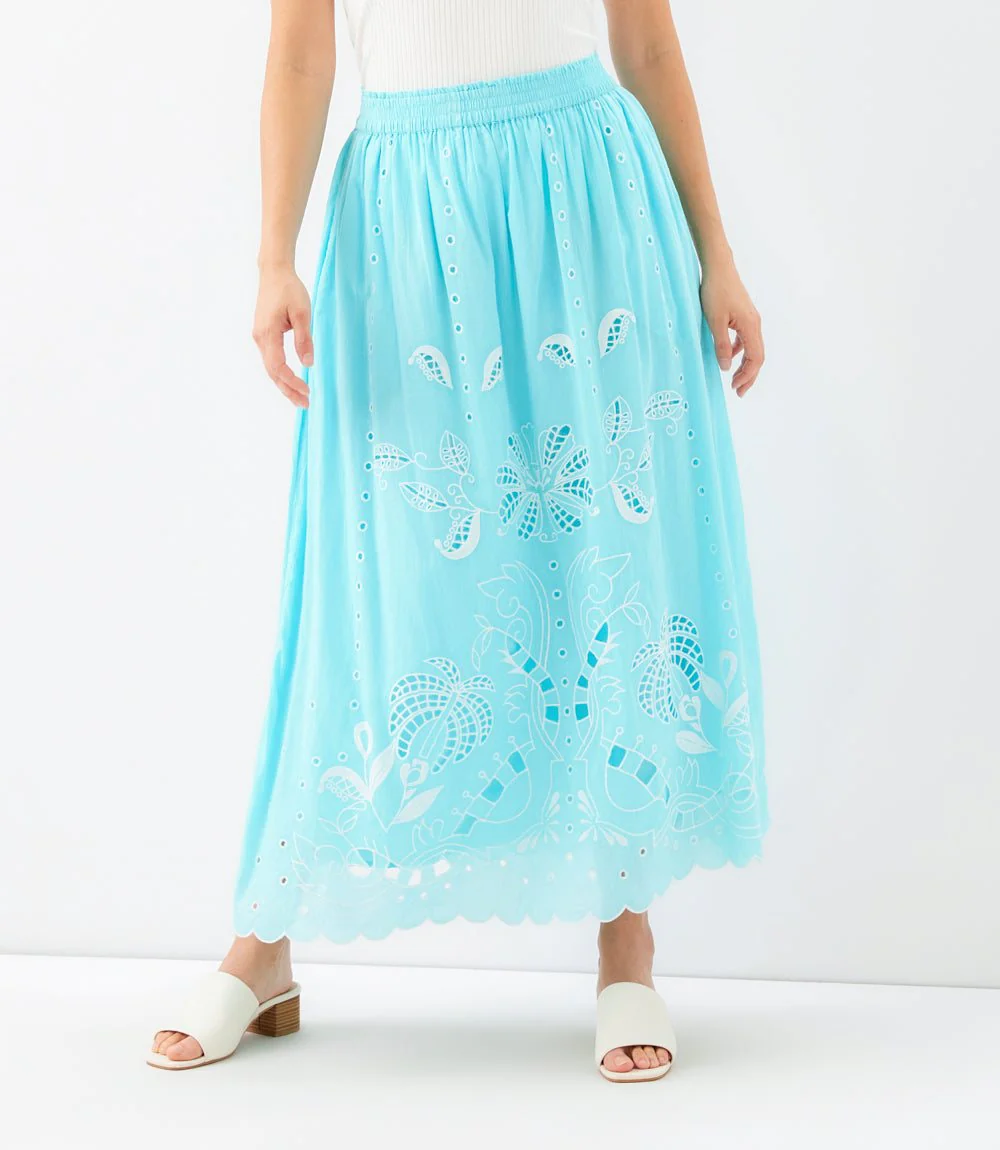 Cut-Out Embroidery Midi Skirt - Image 3