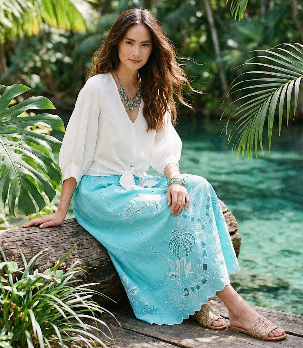 Cut-Out Embroidery Midi Skirt - Image 4