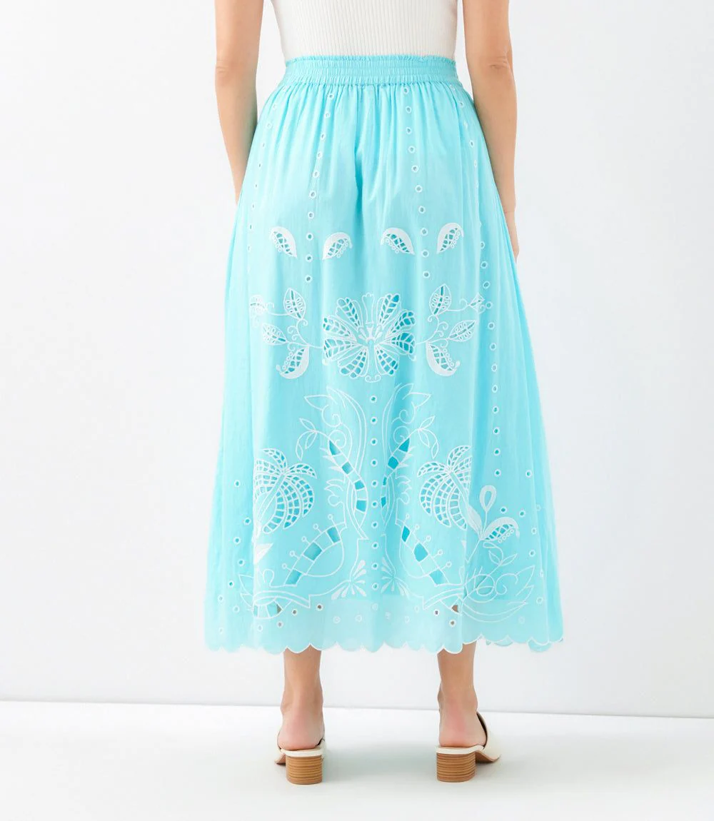 Cut-Out Embroidery Midi Skirt - Image 7