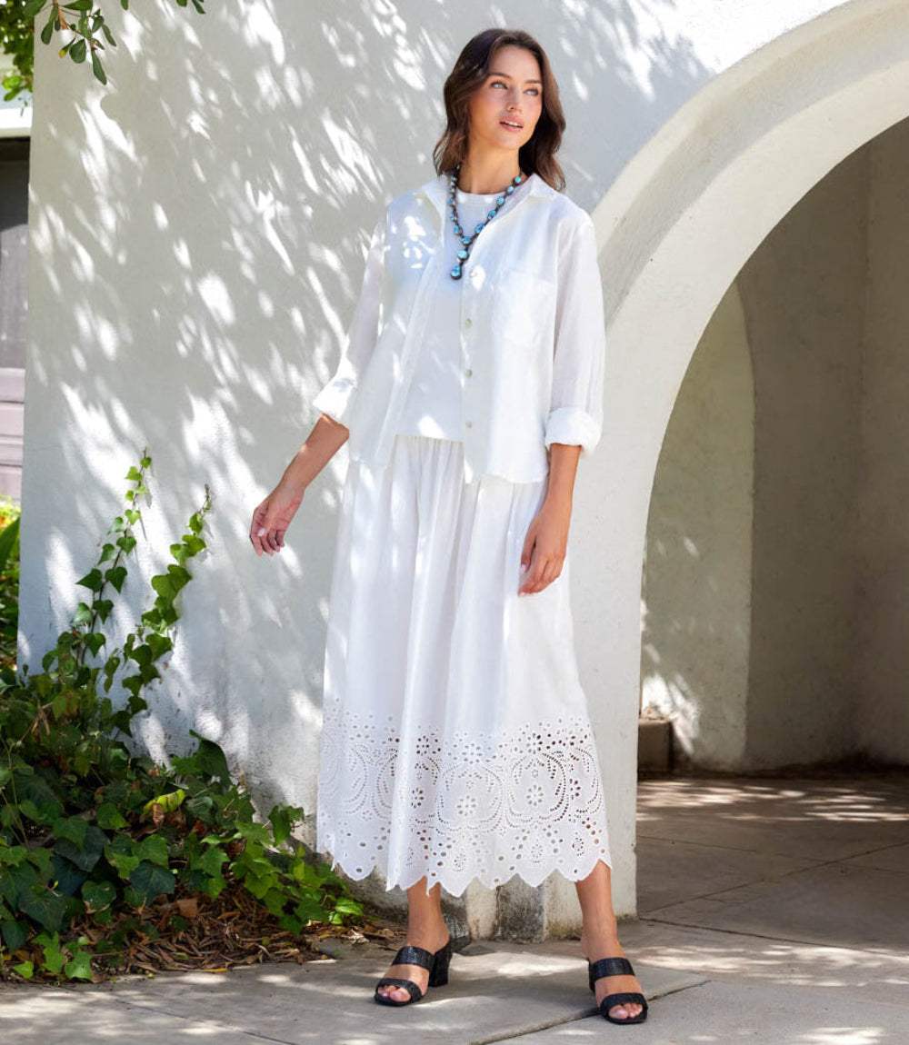 Cut-Out Embroidery Midi Skirt - Image 3