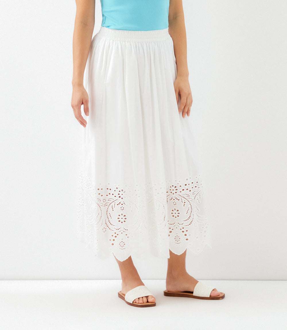 Cut-Out Embroidery Midi Skirt - Image 4