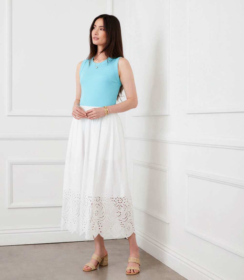 Cut-Out Embroidery Midi Skirt - Image 5