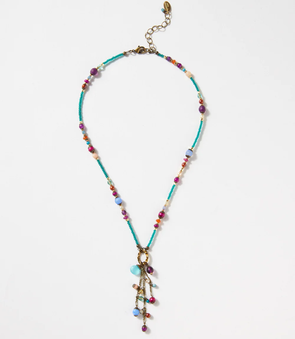 Czech Glass Beaded Tassel Necklace - Image 3