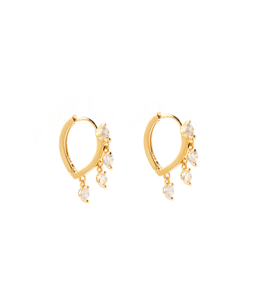 Dangling Crystal Huggie Earrings - Image 2