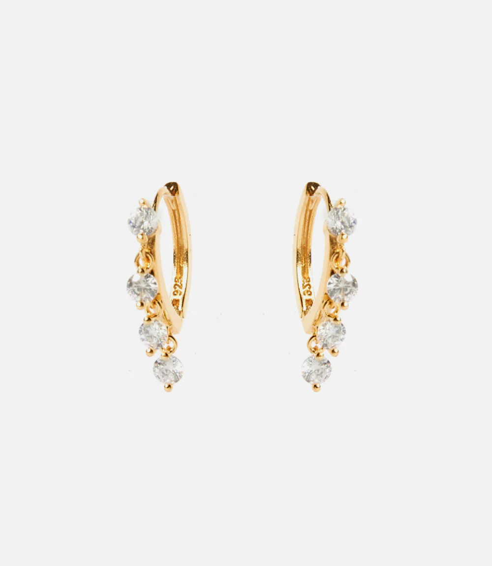 Dangling Crystal Huggie Earrings - Image 3