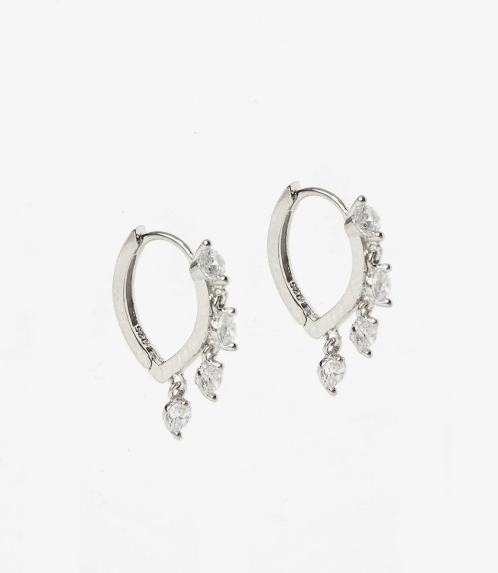 Dangling Crystal Huggie Earrings - Image 2