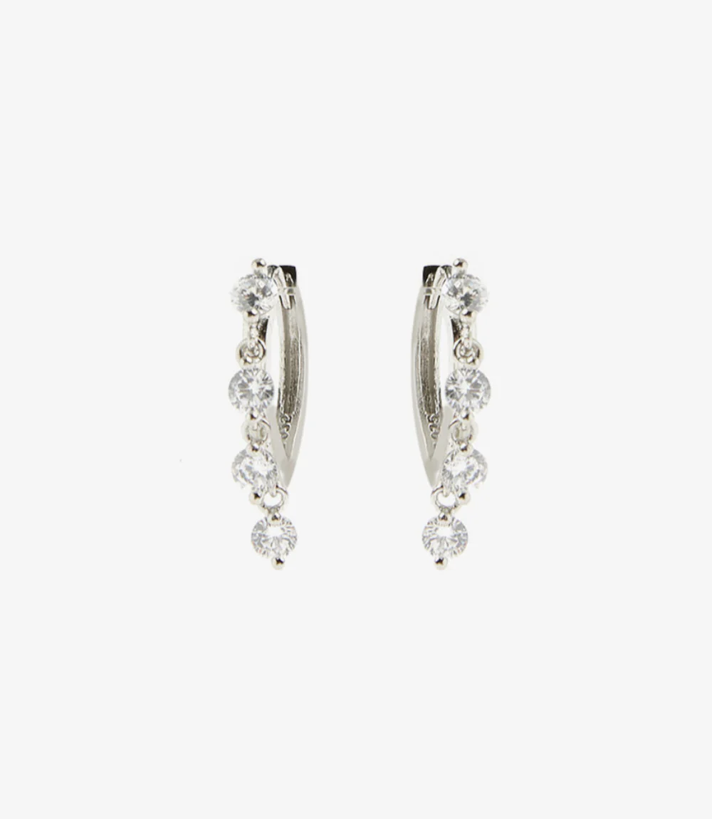 Dangling Crystal Huggie Earrings - Image 3