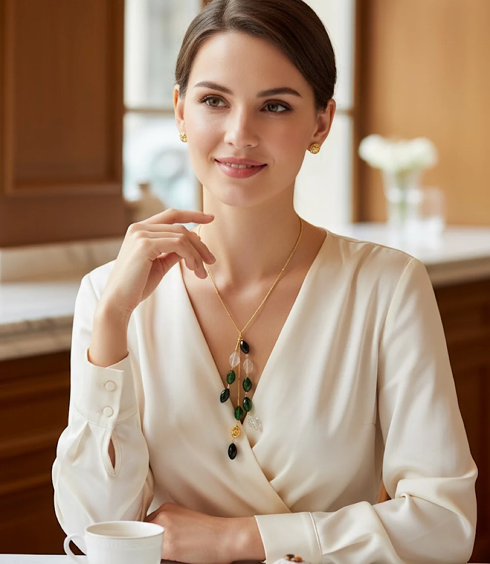 Dangling Gemstone Necklace - Image 3