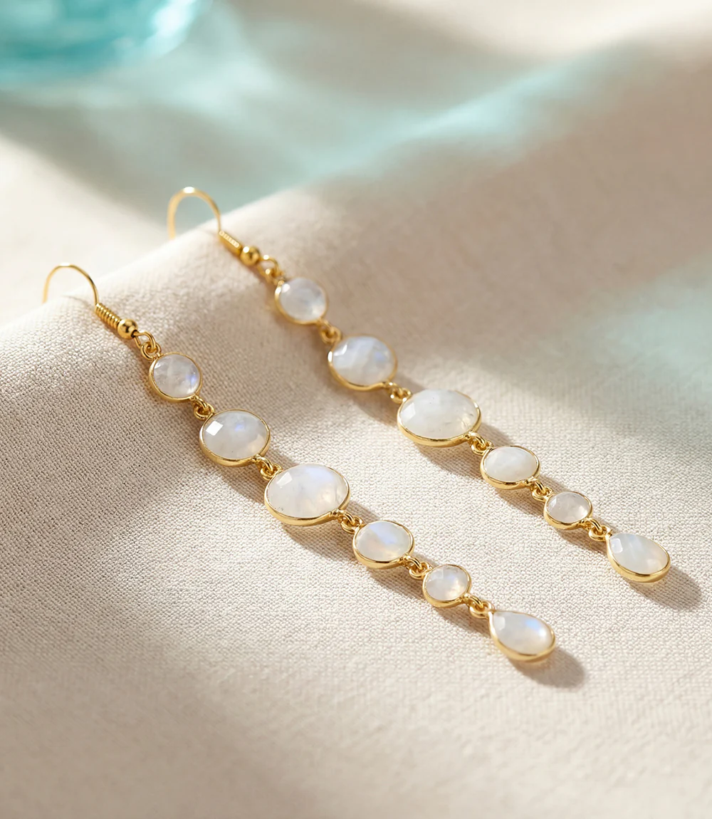 Dangling Moonstone Earrings - Image 2