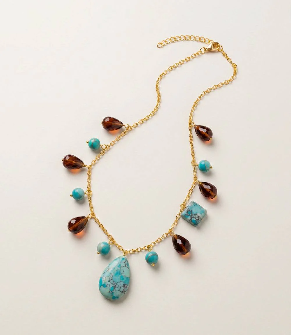 Dangling Turquoise And Gemstone Necklace - Image 2
