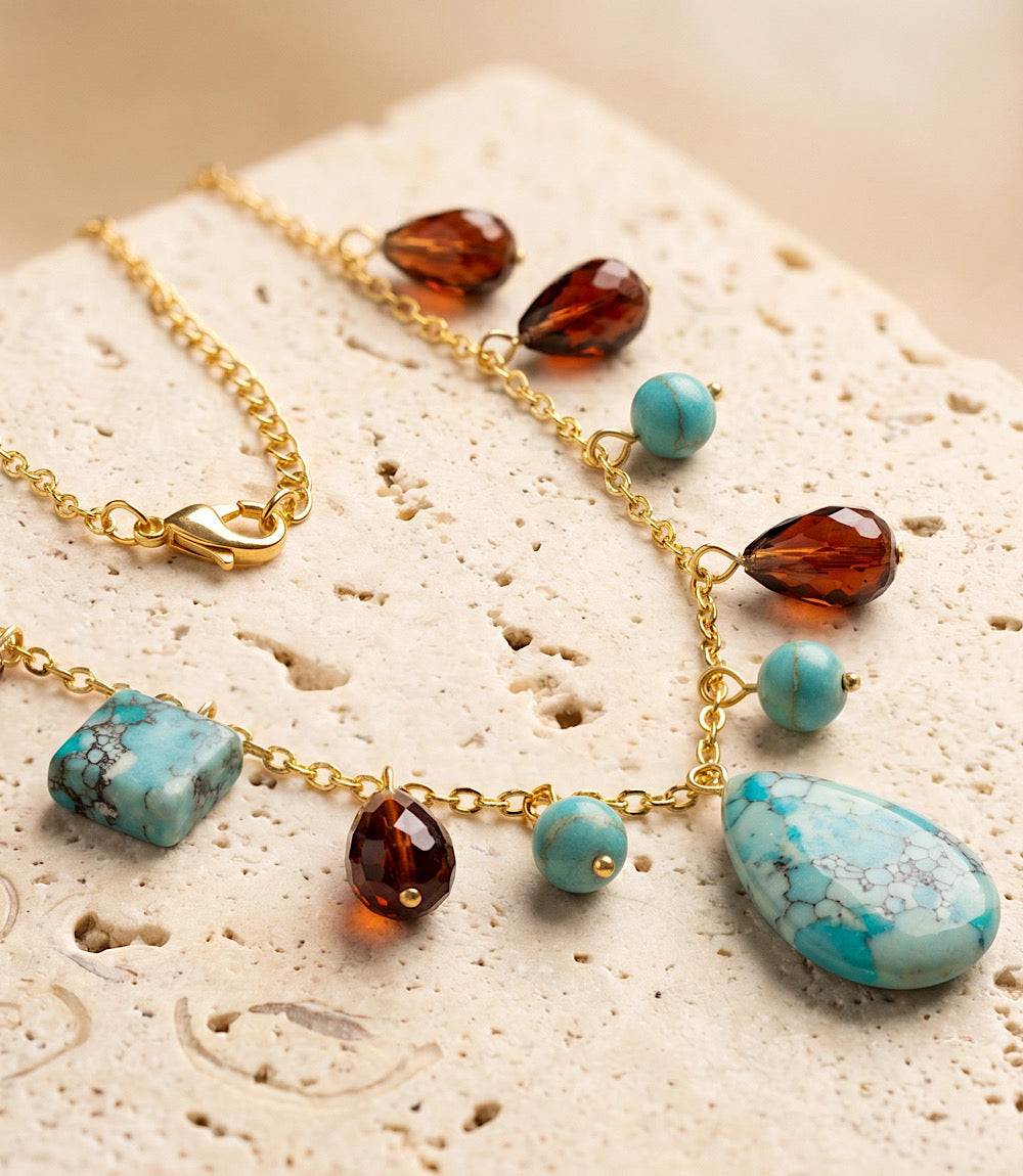 Dangling Turquoise And Gemstone Necklace - Image 5