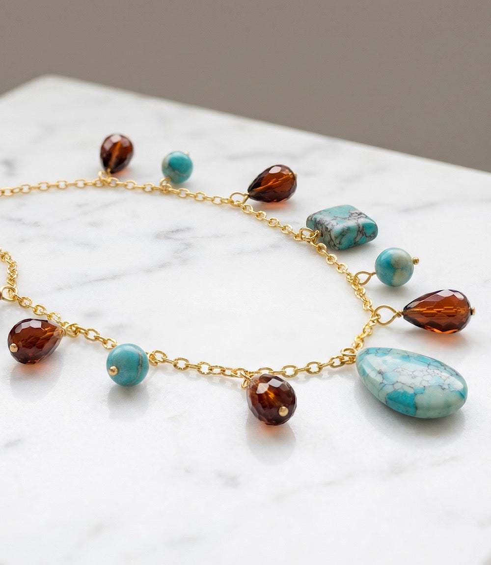 Dangling Turquoise And Gemstone Necklace - Image 6