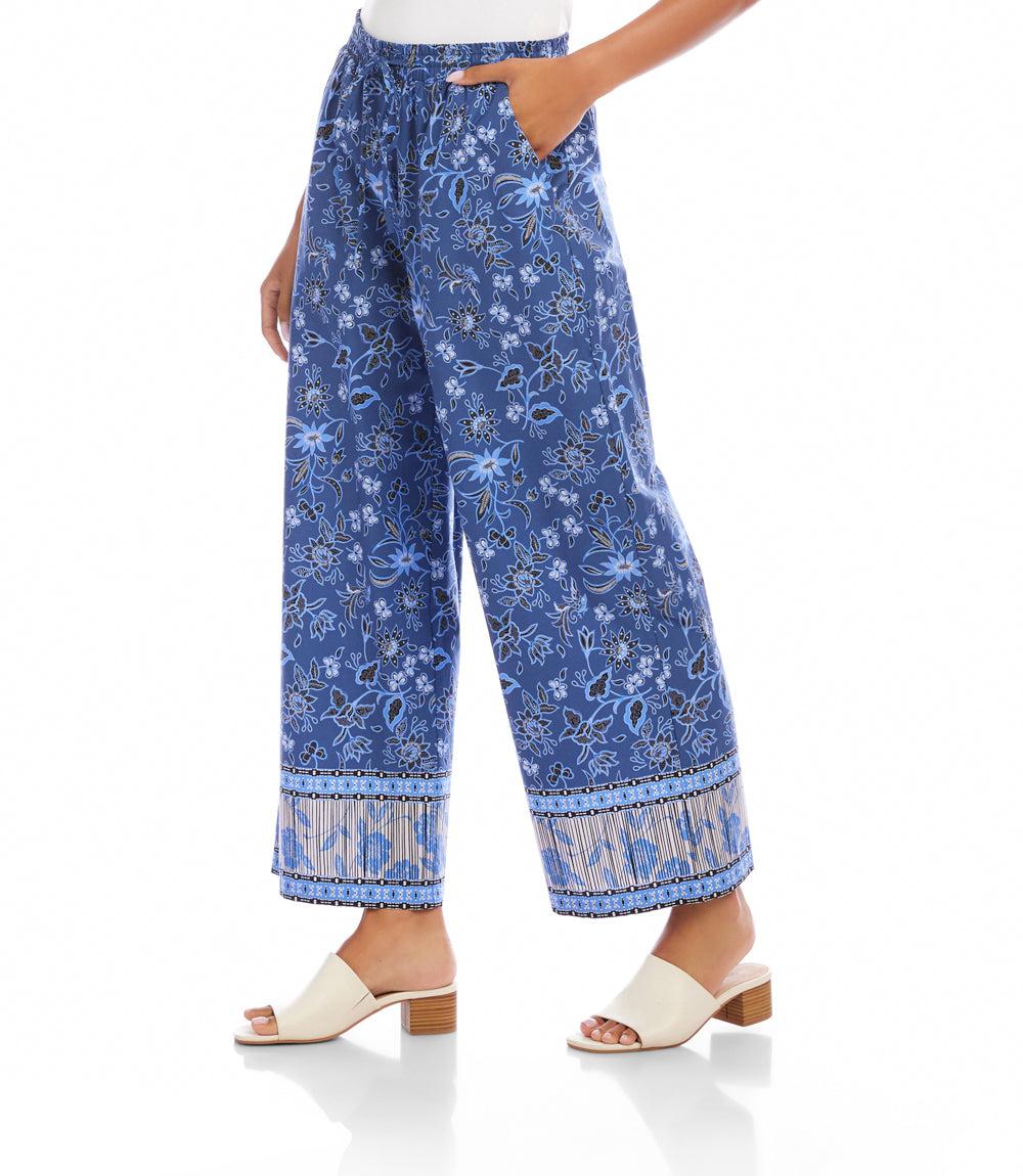 Drawstring Border Print Cropped Pants - Image 3