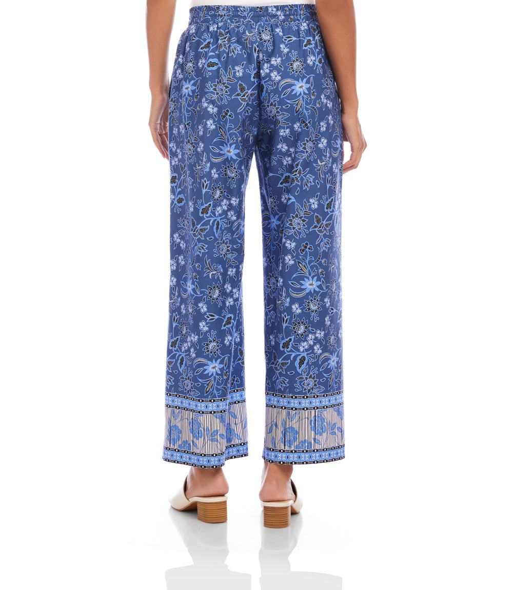 Drawstring Border Print Cropped Pants - Image 4