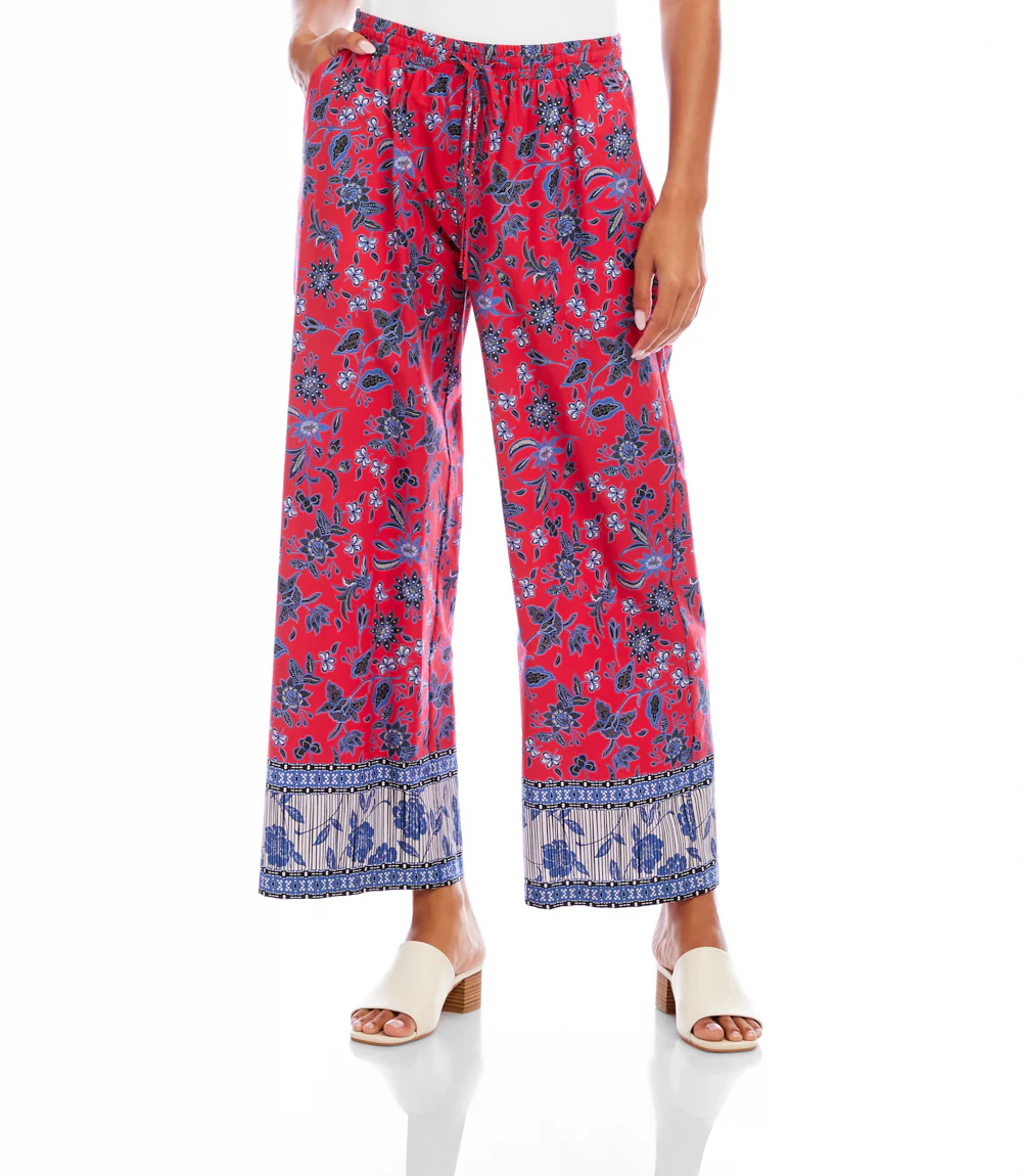 Drawstring Border Print Cropped Pants - Image 3