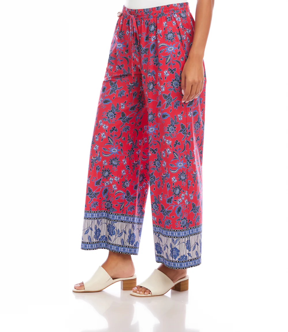 Drawstring Border Print Cropped Pants - Image 4