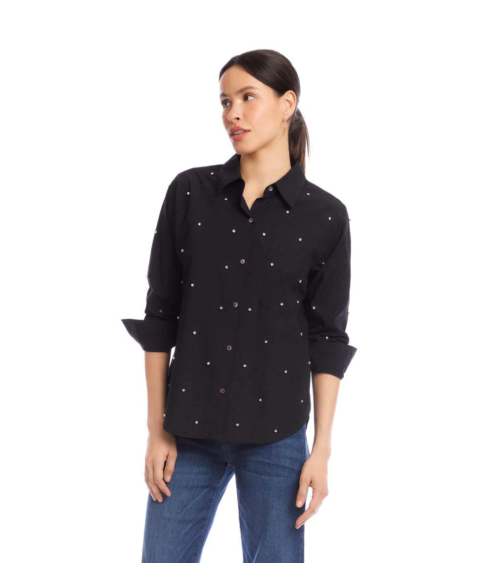 Embellished Ruched Sleeve Shirt - Image 3