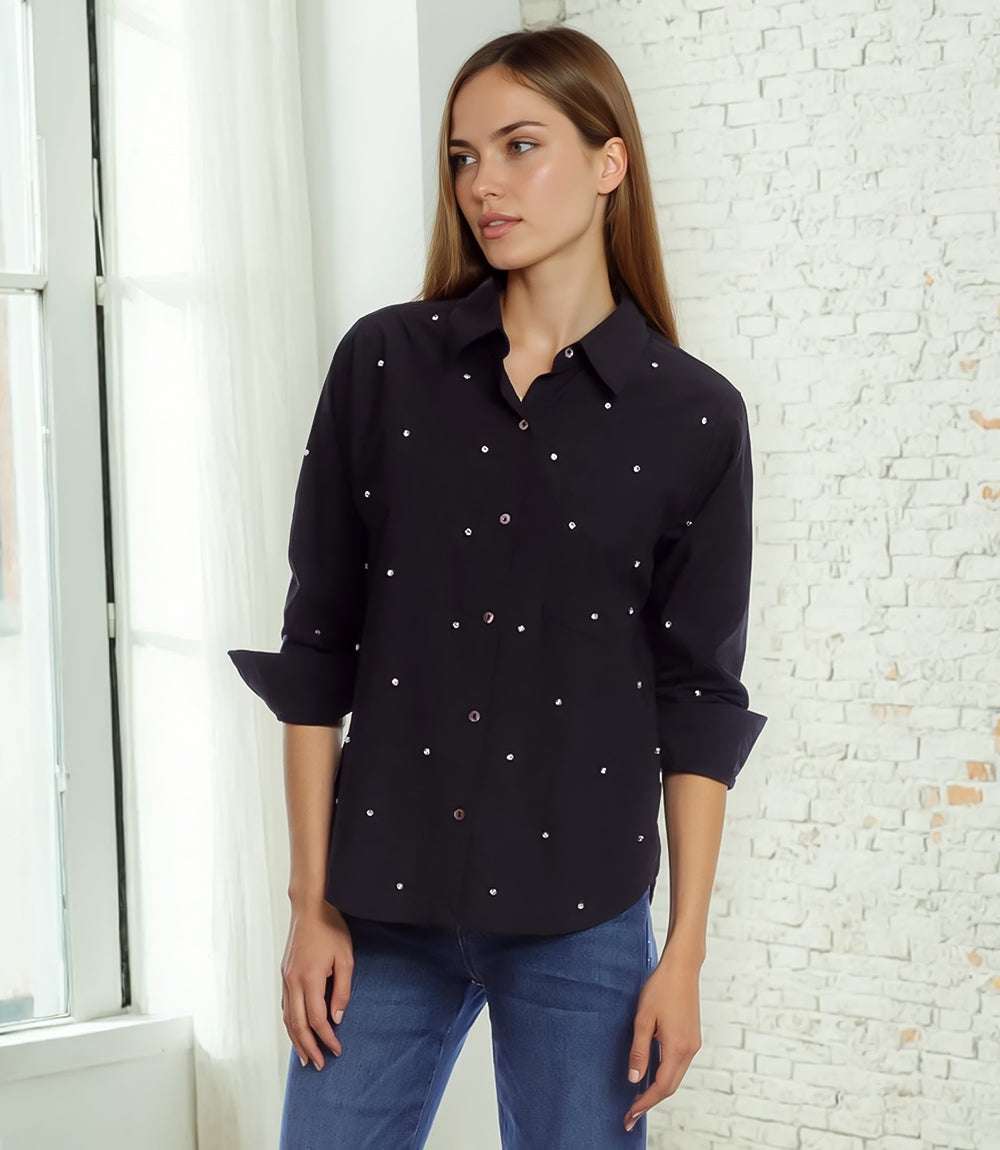 Embellished Ruched Sleeve Shirt - Image 5